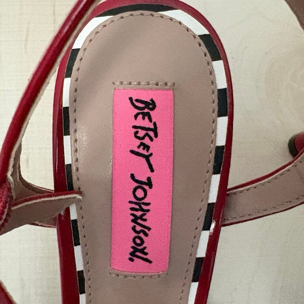 Betsey Johnson Neena Polka Dot Floral Ankle Strap Heels Sz 6.5 Pinup Rockabilly - Picture 9 of 11